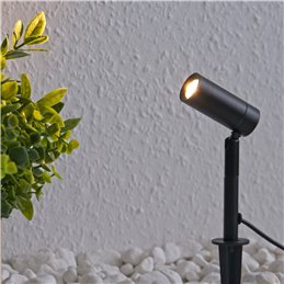 1W LED tuinspot zwart LED verwisselbare lamp 12VAC/DC warm wit 3000K