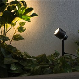 Set of 3 garden floodlights with replaceable RGBW bulb 3X9W Black 12V AC/DC and IR remote control