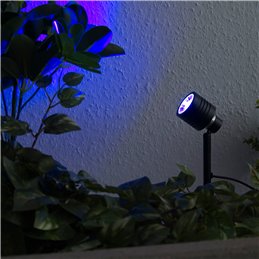 Juego de 3 proyectores de jardín con bombilla RGBW recambiable 3X9W Negro 12V AC/DC y mando a distancia IR