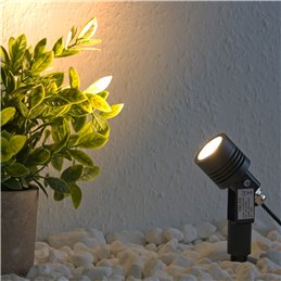 Set di 4 faretti da giardino a LED 6W bianco caldo 12V con alimentatore e cavo di distribuzione