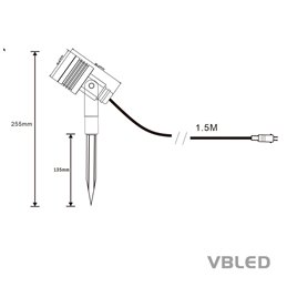 Set di 3 faretti da giardino a LED 6W bianco caldo 12V con alimentatore e cavo di distribuzione