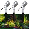 Lot de 3 lampes de jardin 6W Spot de jardin Argent 3000K 12V Blanc Chaud avec piquet de terre et transformateur