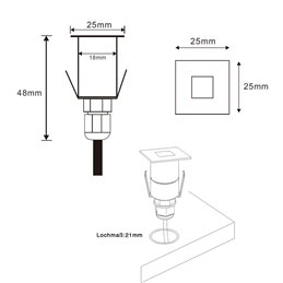 VBLED - LED-Lampe, LED-Treiber, Dimmer online beim Hersteller kaufen|VBLED LED Bodeneinbauleuchte - 0,2W - 3000K - 10 Lumen - Eckig