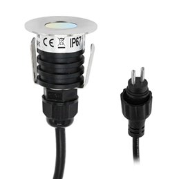 Faretto da incasso a pavimento a LED con zoccolo orientabile con lampadina da 5,5W e connettore per cavo a 3 vie