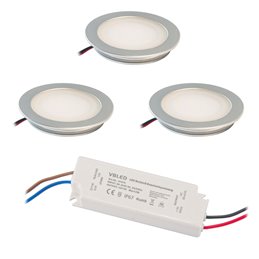6W RGB+WW 12V DC LED recessed luminaires with input and output cable connection