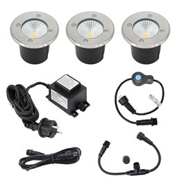 Mini luminaria empotrable de suelo LED "Celino" 12V incl. bombilla de 0,8W blanco cálido (intercambiable)