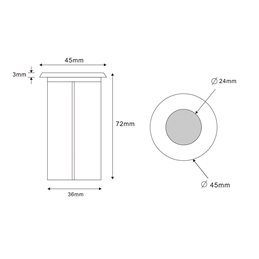 Set di 3 luci da incasso a pavimento a LED in acciaio inox, rotonde, 12V, dimmer a 3 livelli (0,3W-0,6W-1W)