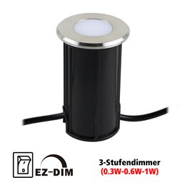 Mini luminaria empotrable de suelo LED "Celino" 12V incl. bombilla de 0,8W blanco cálido (intercambiable)