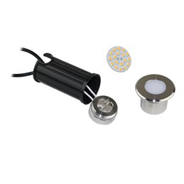 Set di 5 apparecchi da incasso a pavimento a LED in acciaio inox, rotondo, 12V, 3000K Dimmer a 3 livelli