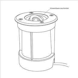 LED vloerinbouwspot 12V AC met 5W LED lamp warm wit