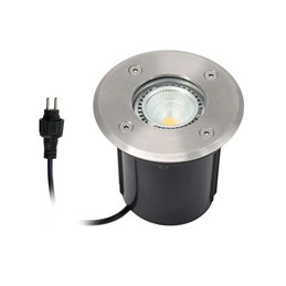 Set di 5 apparecchi da incasso a pavimento a LED in acciaio inox, rotondo, 12V, 3000K Dimmer a 3 livelli