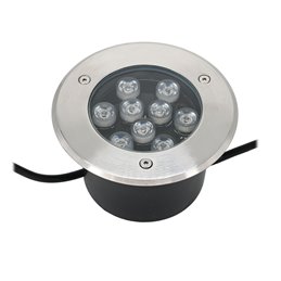 Faretto da incasso a pavimento a LED con zoccolo orientabile con lampadina da 5,5W e connettore per cavo a 3 vie