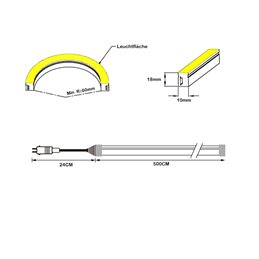 Bande LED néon Bande LED - 500cm - KIT (incl. transformateur, convertisseur de tension et clips de montage)