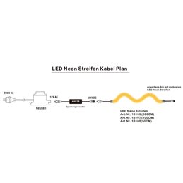 Bande LED néon Bande LED - 500cm - KIT (incl. transformateur, convertisseur de tension et clips de montage)