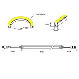 Bande LED néon Bande LED - 50cm - KIT (incl. transformateur, convertisseur de tension et clips de montage)