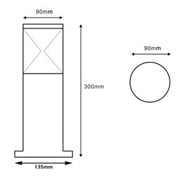 VBLED LED Path Light 230V AC 10W 3000K 30cm de haut