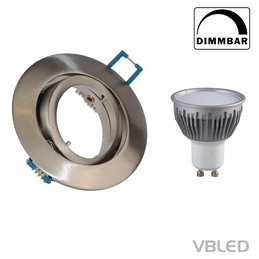 VBLED LED recessed aluminium spotlight - silver optic - round - incl. socket - 5W - GU10 LED