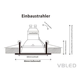 VBLED - LED-Lampe, LED-Treiber, Dimmer online beim Hersteller kaufen|VBLED LED Einbaustrahler aus Aluminium - silber optik - rund - inkl. Fassung - 5W - GU10 LED