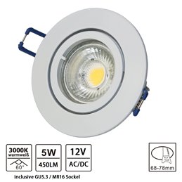 Juego de 3 luminarias empotrables LED RGB+WW 12VDC 6W incl. mando de pared y fuente de alimentación