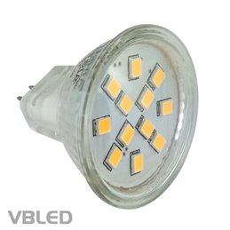 Ampoule LED - MR11/GU4 - 2W - baissable 3000K 12V AC/DC