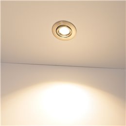 Set di faretti da incasso con moduli LED da 5W con adattatore di rete dimmerabile e cornice di montaggio in ottica argento spazz