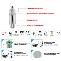 HQL Ampoule de remplacement LED E27 40W ampoule maïs LED, 4000K