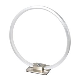 Lampe de table LED décorative en forme d'anneau, Ø 28cm, 15W 3000K 430lm 300°, aluminium, argent