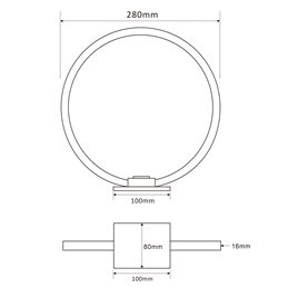 Decoratieve LED tafellamp ringvorm, Ø 28cm, 15W 3000K 430lm 300°, aluminium, zilver