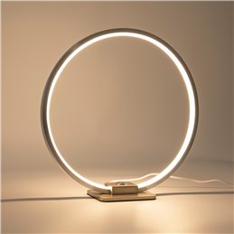 Lampada da tavolo decorativa a LED a forma di anello, Ø 28 cm, 15W 3000K 430lm 300°, alluminio, argento