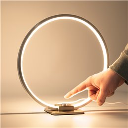 VBLED - LED-Lampe, LED-Treiber, Dimmer online beim Hersteller kaufen|Dekorative LED Tischleuchte Ringform, Ø 28cm, 15W 3000K 430lm 300°, Aluminium, Silber
