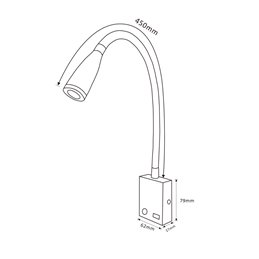 LED Wandlamp 3W met USB-laadpoort