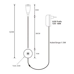 Lampada da parete, da letto e da lettura a LED Premium con collo d'oca e connessione USB