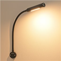 VBLED - LED-Lampe, LED-Treiber, Dimmer online beim Hersteller kaufen|1er-Set LED Wandleuchte-3W Schwarz - 40cm Schwanenhals - DIMMBAR