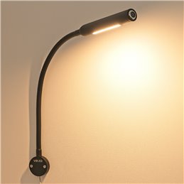 Set van 1 LED Wandlamp-3W Zwart - 40cm Zwanenhals - DIMMABELBAAR