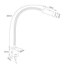 VBLED Lampada da parete a LED -3W - Collo d'oca da 40 cm - DIMMABILE