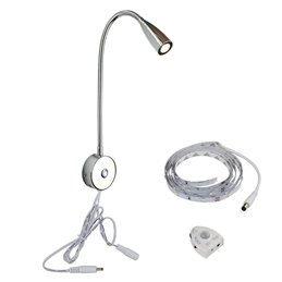 Set van 1 LED wandlamp-twee vlammen 6W - 40cm zwanenhals - DIMMABLE