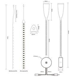 Lampada da parete, da letto e da lettura Premium VBLED LED con striscia LED da 1,5 m e rilevatore di movimento PIR