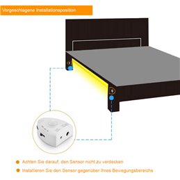 Lampada da parete, da letto e da lettura Premium VBLED LED con striscia LED da 1,5 m e rilevatore di movimento PIR