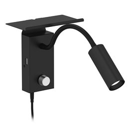 Lampada da parete a LED 3W con collo d'oca da 40 cm - Dimmerabile - Nero