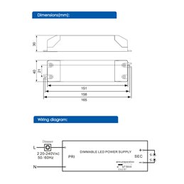 Alimentatore LED a corrente costante dimmerabile / 700mA / 30-55VDC 40W