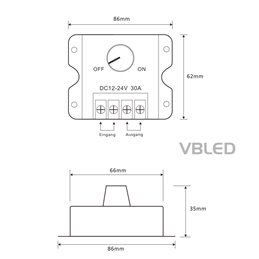 Dimmer rotativo a LED 12-24V DC 24A