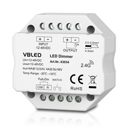 LED-dimmer met 1-kanaals radiografische afstandsbediening 12-24V DC IP68 voor tuinverlichting
