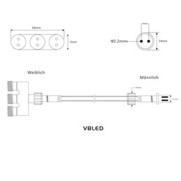 VBLED - LED-Lampe, LED-Treiber, Dimmer online beim Hersteller kaufen|Gartus 3fach-Verteilerkabel 12V für den Außenbereich