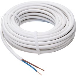 Câble d'alimentation Câble flexible H03 VV-F, 2 x 0,75 mm², 20 m, blanc