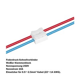 Abrazadera de cable para bloque de terminales de conectores de alambre con resorte Electro Cable, blanco, CH-2