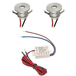 3 KIT "VISUM" Mini Spot encastré 1W IP65 Blanc Chaud Incl. IP67 Transformateur LED