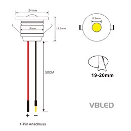 LED Alu Spot Mini Recessed Spotlight / IP44 / 1W / 350mA / 80lm / NW (4000 K) (Set of 6 NW)