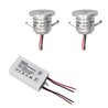 Set of 2 LED aluminium mini recessed spotlights 1W warm white with transformer IP65