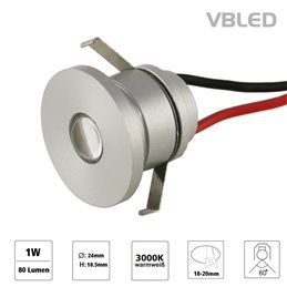 Set of 3 1W VBLED LED mini recessed spotlights "ALDYNE" black - 12VDC - IP65-3000K 60Lumen