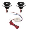 Set of 2 1W LED Aluminium Mini Recessed Spotlights with Power Supply - Black